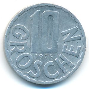 Австрия, 10 грошей (1975 г.)