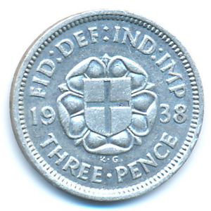 Великобритания, 3 пенса (1938 г.)