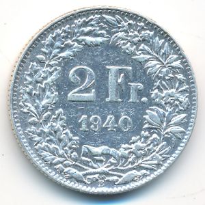 Швейцария, 2 франка (1940 г.)