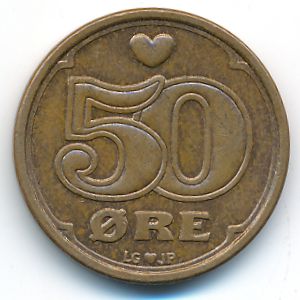 Дания, 50 эре (1990 г.)