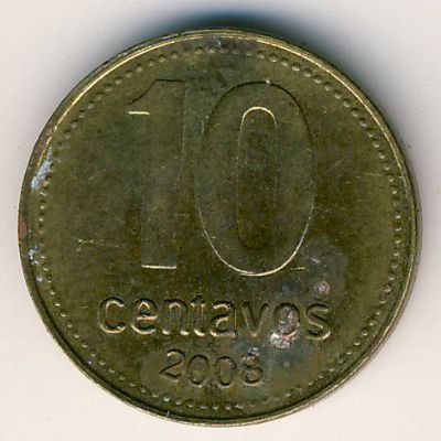 Аргентина, 10 сентаво (2008 г.)