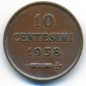 San Marino, 10 centesimi, 1938