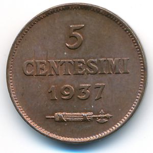 San Marino, 5 centesimi, 1937