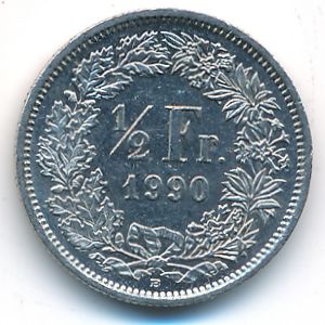 Швейцария, 1/2 франка (1990 г.)
