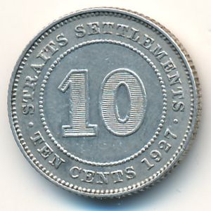 Стрейтс-Сетлментс, 10 центов (1927 г.)