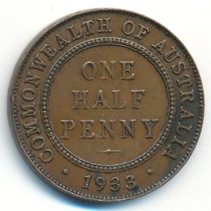 Австралия, 1/2 пенни (1933 г.)