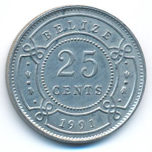 Belize, 25 cents, 1991