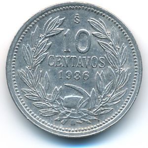 Чили, 10 сентаво (1936 г.)