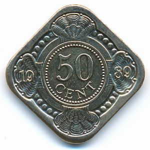 Антильские острова, 50 центов (1989 г.)