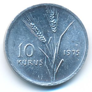 Turkey, 10 kurus, 1975