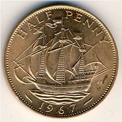Великобритания, 1/2 пенни (1967 г.)