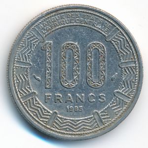 Gabon, 100 francs, 1985