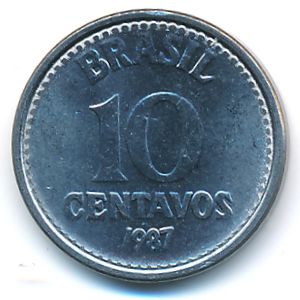 Brazil, 10 centavos, 1987