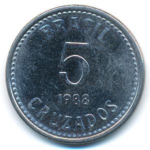 Бразилия, 5 крузадо (1988 г.)