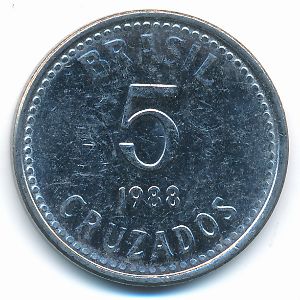 Brazil, 5 cruzados, 1988
