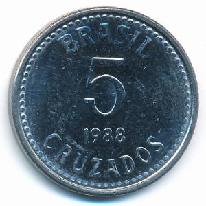Бразилия, 5 крузадо (1988 г.)