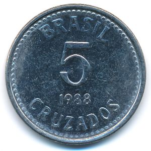 Бразилия, 5 крузадо (1988 г.)