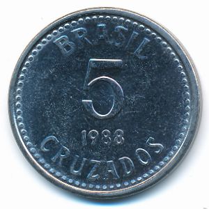 Бразилия, 5 крузадо (1988 г.)