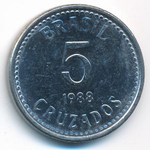 Бразилия, 5 крузадо (1988 г.)