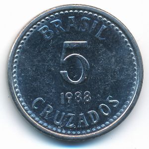 Бразилия, 5 крузадо (1988 г.)