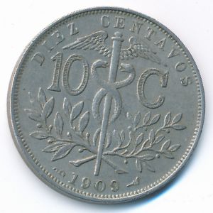 Bolivia, 10 centavos, 1909