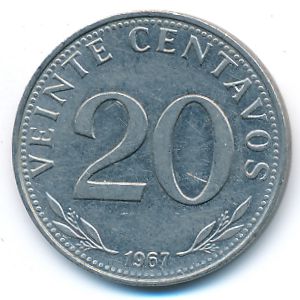 Bolivia, 20 centavos, 1967