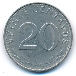 Bolivia, 20 centavos, 1970