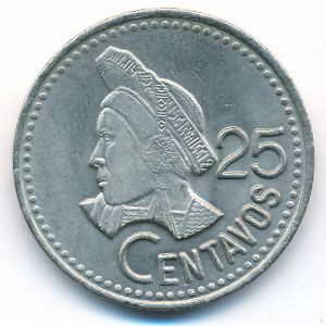 Guatemala, 25 centavos, 1988