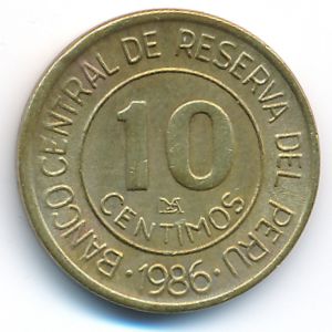 Peru, 10 centimos, 1986