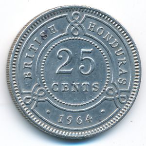 Британский Гондурас, 25 центов (1964 г.)