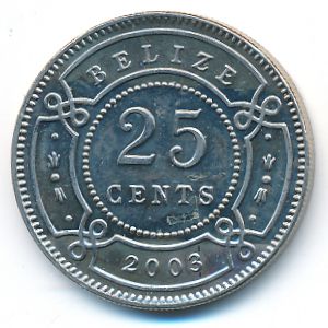 Belize, 25 cents, 2003