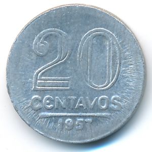 Brazil, 20 centavos, 1957