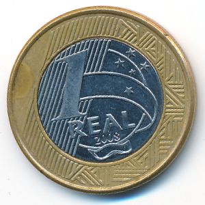 Brazil, 1 real, 2008