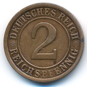Веймарская республика, 2 рейхспфеннига (1925 г.)