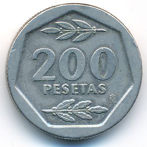 Spain, 200 pesetas, 1986