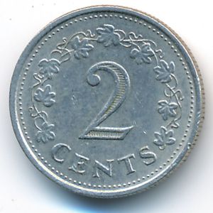 Malta, 2 cents, 1977