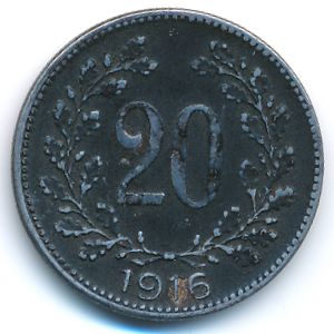 Austria, 20 heller, 1916