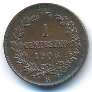 Италия, 1 чентезимо (1908 г.)