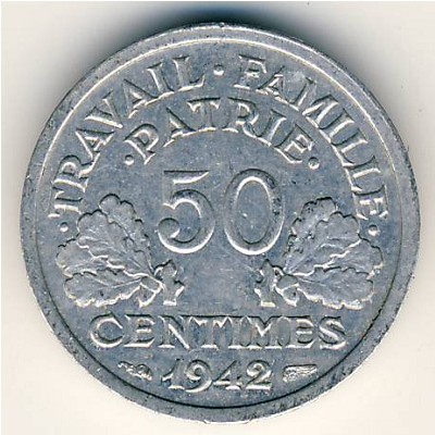 France, 50 centimes, 1942–1944