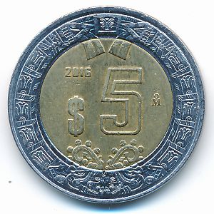 Mexico, 5 pesos, 2016