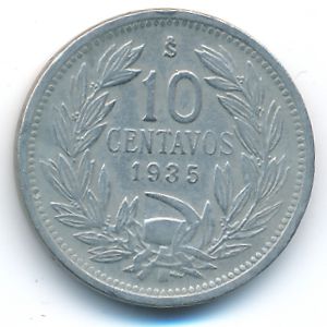 Chile, 10 centavos, 1935