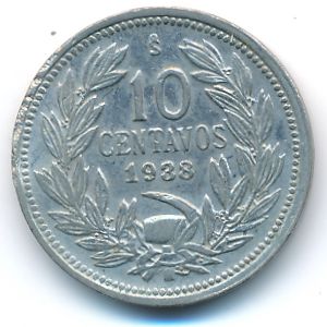 Chile, 10 centavos, 1938