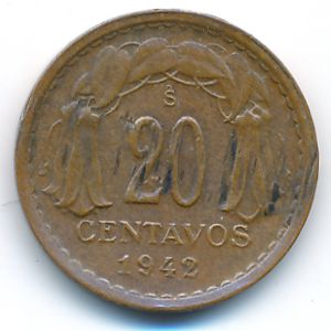 Чили, 20 сентаво (1942 г.)