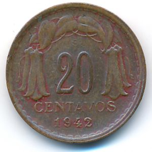 Chile, 20 centavos, 1942