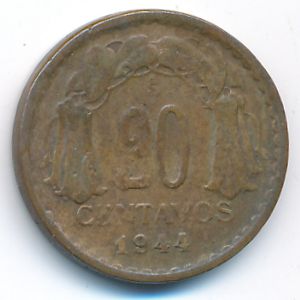 Чили, 20 сентаво (1944 г.)