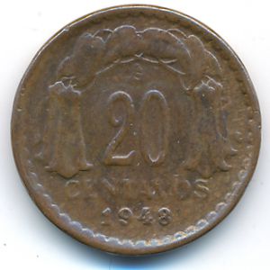 Chile, 20 centavos, 1948