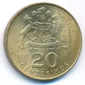 Chile, 20 centesimos, 1971