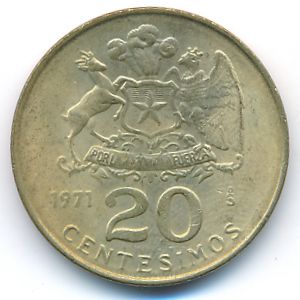 Chile, 20 centesimos, 1971