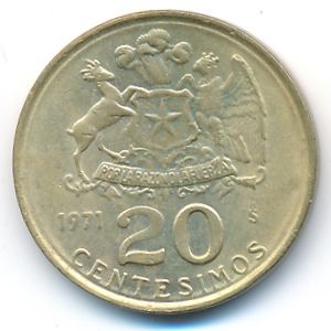 Chile, 20 centesimos, 1971
