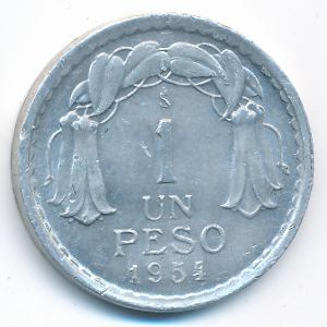 Chile, 1 peso, 1954